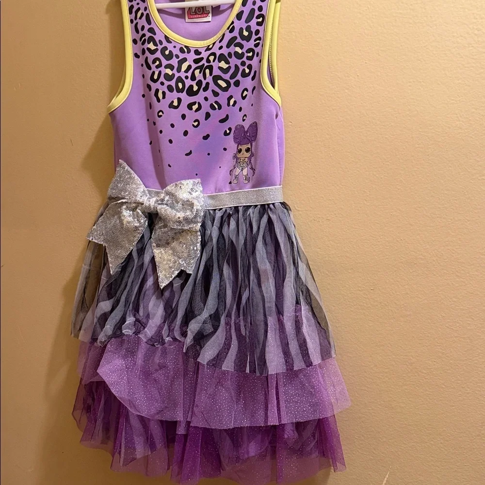 L.O.L. Surprise! Purple Glitter Tiered Tutu Dress with Silver Bow